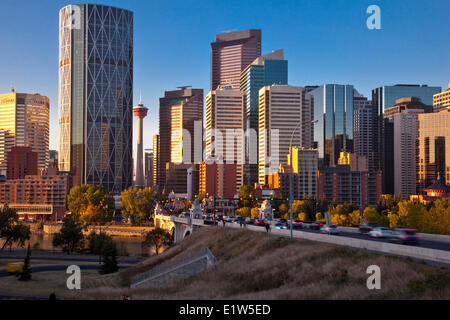 Calgary Skyline view from north at Centre Street, Calgary, AB, Canada. Stock Photo