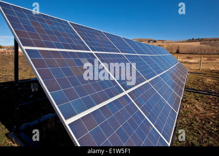 Solar panels on farm near Black Diamond, Alberta, Canada. Stock Photo