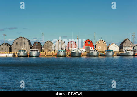 Fishing boats docked at Malpeque Harbour, Prince Edward Island, Canada Stock Photo