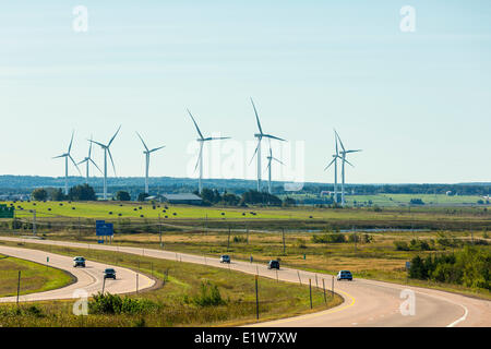 The 31.5 MW Amherst I wind farm is located in Cumberland County, Nova Scotia near the town of Amherst, Nova scotia, Canada Stock Photo