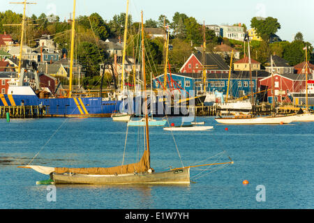 Small wooden boat, Lunenburg waterfront, Nova Scotia, Canada Stock Photo