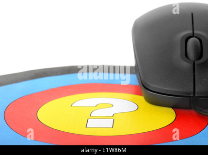 Help online. Question in center of target and mouse. Stock Photo