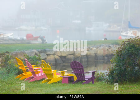 Adirondack chairs, Chester, Nova Scotia, Canada Stock Photo