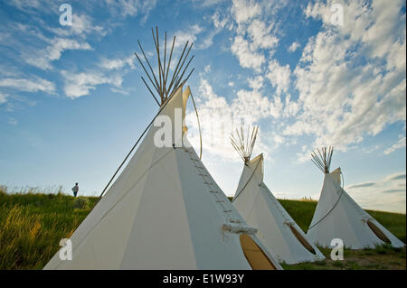 Tipis, The Crossing Resort, edge of the Grasslands National Park, near Val Marie, Saskatchewan, Canada Stock Photo