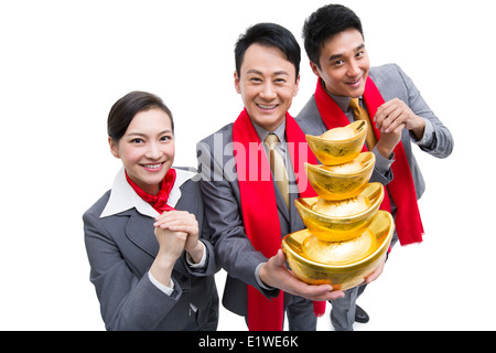 Happy business people celebrating Chinese New Year Stock Photo