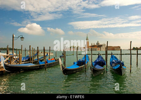 Gondolas parked at san Marco square in Venice Stock Photo