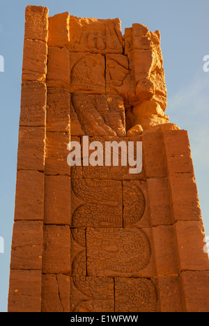 Apedemak relief in Lion Temple (Gate), Naqa, northern Sudan Stock Photo