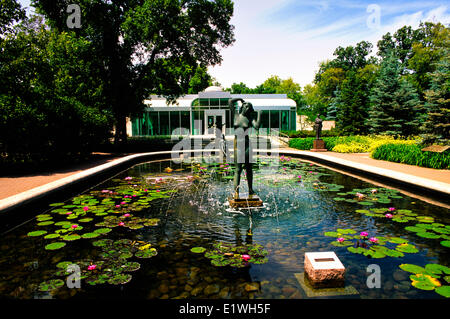 Statue in water garden, Assiniboine Park, Winnipeg, Manitoba, Canada Stock Photo