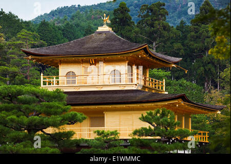 Located northern Kyoto Kinkaku-ji or Temple the Golden Pavilion was the retirement villa the shogun Ashikaga Yoshimitsu who Stock Photo