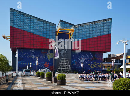 One of the largest public aquariums in the world, Osaka Aquarium Kaiyukan is designed to allow visitors to walk through 16 exhib Stock Photo