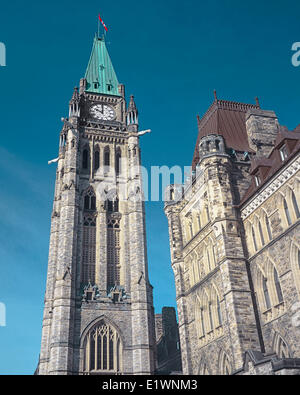 PEACE TOWER & CENTRE BLOCK, PARLIAMENT OF CANADA, OTTAWA, Ontario, Canada Stock Photo