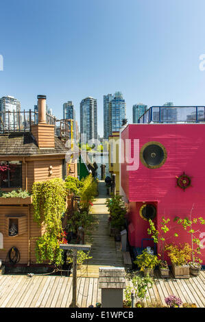 Floating homes in false creek. A small community of home owners living on the water. Stock Photo