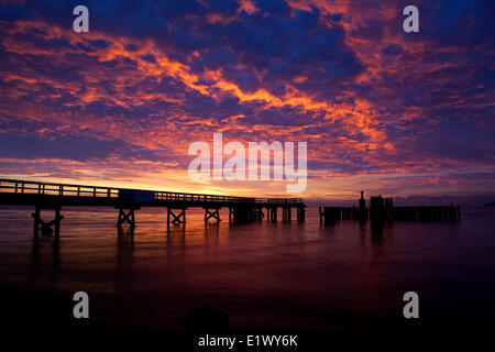 Davis Bay Pier, Sunset, Stormclouds, winter sky, Sechelt, Sunshine Coast, B.C., Salish Sea, Strait of Georgia