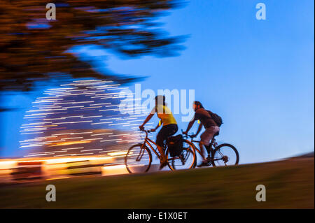 Bicyclists and Science World. Stock Photo