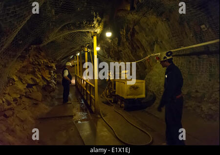 Working miners in the Britannia Mine, Sqamish, British Columbia, Canada Stock Photo