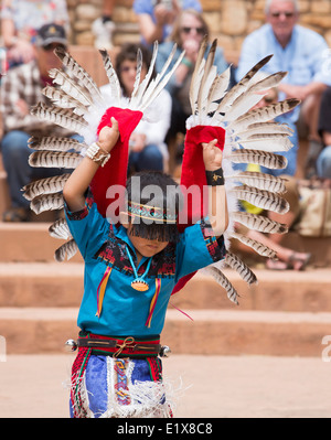 Cortez, Colorado - The Oak Canyon Dancers from Jemez Pueblo in New Mexico perform during the Indian Arts & Culture Festival. Stock Photo