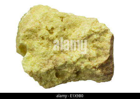 elemental native sulfur rock isolated on white background Stock Photo