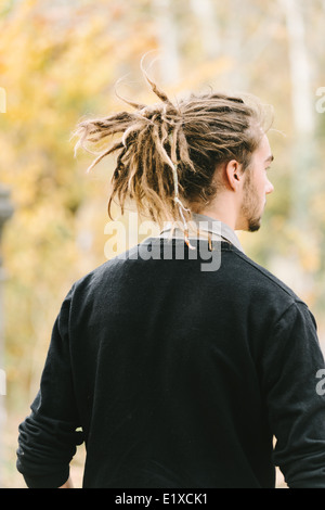 view of a young man looking away from camera Stock Photo