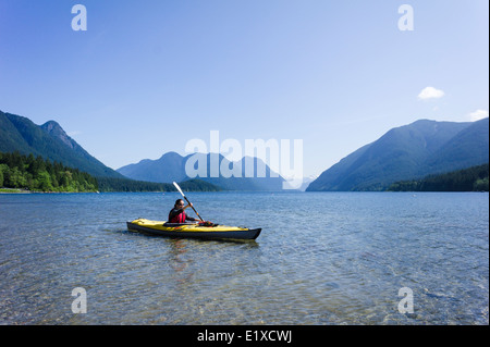 Kayaking on Alouette Lake, Golden Ears Provincial Park, Maple Ridge, British Columbia, Canada.