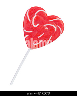 Heart shaped colorful spiral lollipop isolated Stock Photo