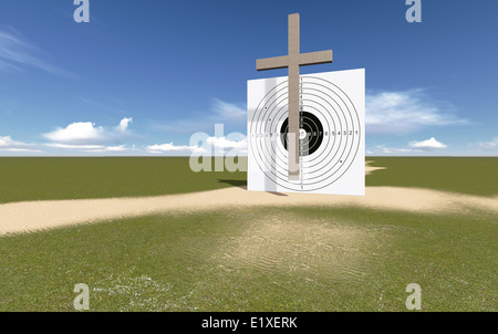 Cross on the target made in 3d software Stock Photo