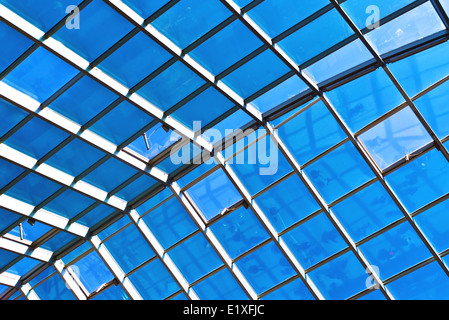 Glass roof, detail of a transparent roof, modern architecture Stock