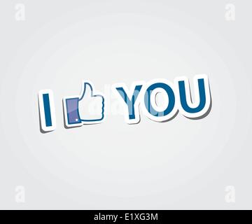 I like you text with thumb up. Vector eps10. Stock Vector
