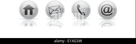 Contact icons in glossy buttons vector Stock Vector