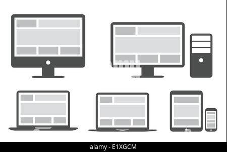Responsive grid and web design in simplified icons vector Stock Vector
