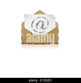 Vintage envelope with paper and e-mail vector Stock Vector