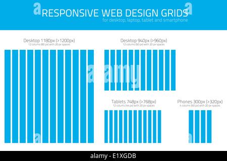 Responsive wed design grids to help coders and designers Stock Vector