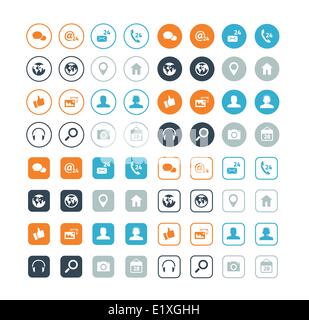 Round and circle social media and connection vector icons Stock Vector