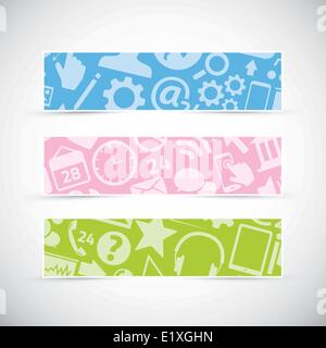 Three icon texture web banners/headers vector Stock Vector
