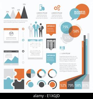 Retro business set of infographic elements vector Stock Vector