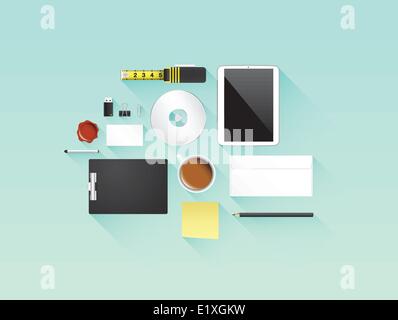 Flat office icon vector set Stock Vector