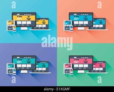 Web designing development vector computer icons in flat style Stock Vector