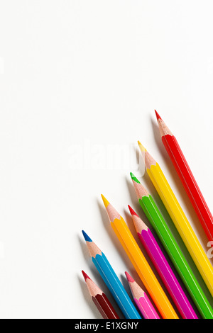 Wooden pencils in the colors of the rainbow Stock Photo