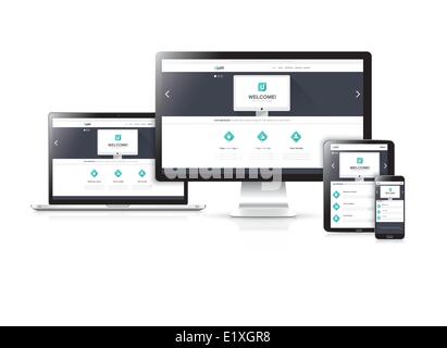 Flat responsive web design development vector concept Stock Vector