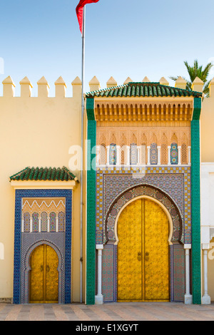 View of the main entrance to Dar el Makhzen, the Royal Palace on Place des Alaouites in Fez, Morocco. Stock Photo