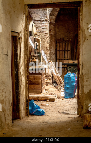 A traditional carpenters workshop on Place el-Nejjarine in the Medina, Fez, Morocco. Stock Photo