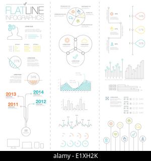 Flat and easy colorful outline vector infographic elements Stock Vector