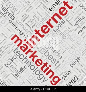Internet marketing concept in word tag cloud vector illustration Stock Vector