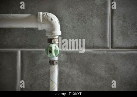 closeup of a valve on gas pipe Stock Photo