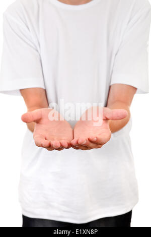 Person shows his Palms Stock Photo