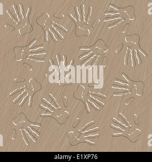 Artificial structure with prints of hands Stock Photo