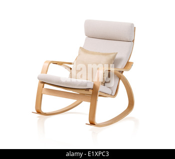 modern rocking chair and cushion isolated on white Stock Photo