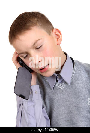 Boy talking on Cellphone Stock Photo