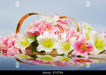 Wedding of flowers and rings Stock Photo