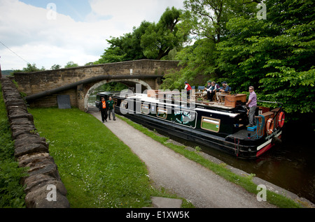 Dowley Gap Locks, Bingley to Saltaire on Leeds and Liverpool Canal, West Yorkshire. June 2014 Lady Teal Hotel Canal Boat