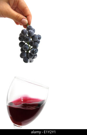 Red wine and grapes Stock Photo